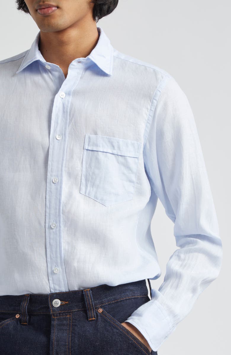 Drake's Linen Button-Up Shirt, Alternate, color, Sky Blue