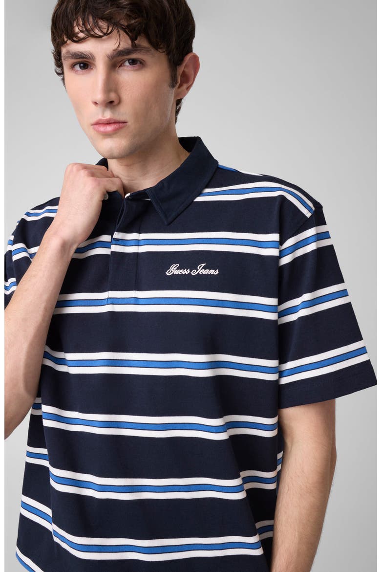 Boxy Striped Polo, Alternate, color, DARING OCEAN STRIPES