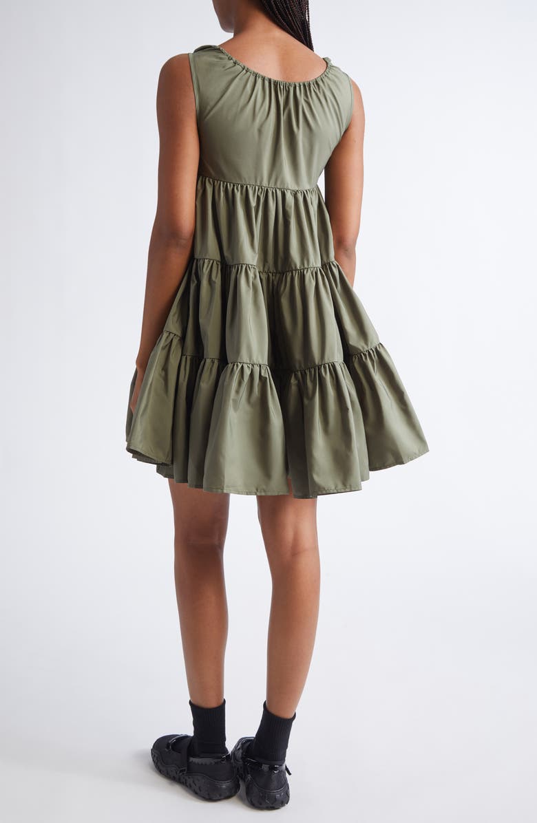 Cecilie Bahnsen Aino Tiered Recycled Faille Minidress, Alternate, color, Olive