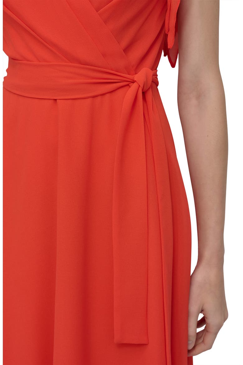 Ruffle Sleeve Faux Wrap Midi Dress, Alternate, color, FIESTA