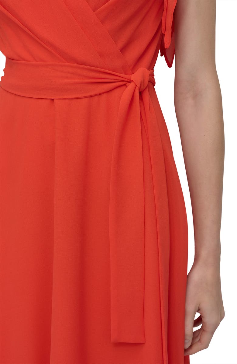 DKNY Ruffle Sleeve Faux Wrap Midi Dress, Alternate, color, 