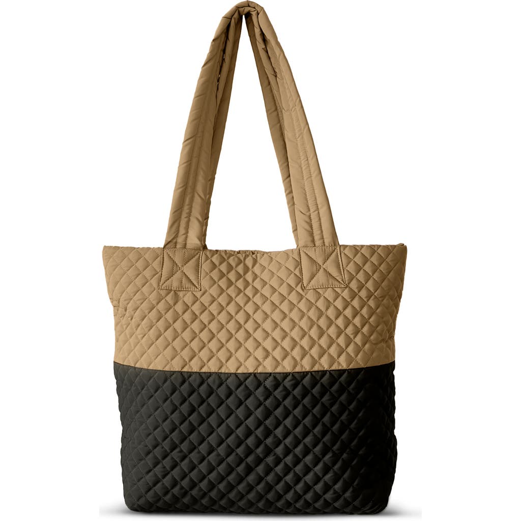Youzey Newport Two-tone Quilted Tote Bag In Brown