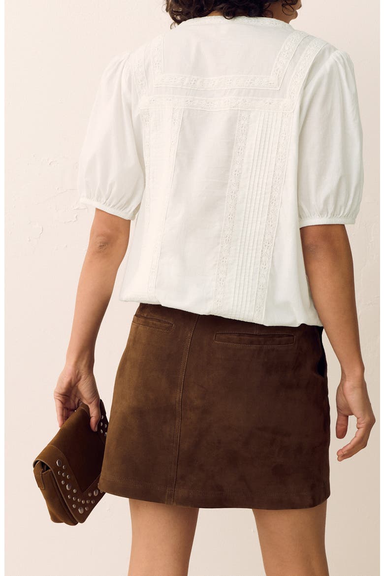Pintuck Lace Inset Top, Alternate, color, SOFT WHITE