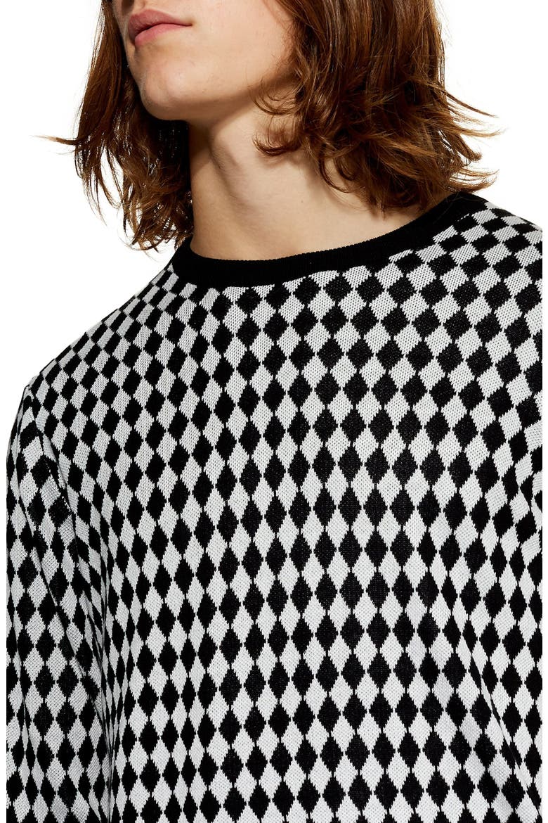 Mini Diamond Crewneck Sweater, Alternate, color, BLACK MULTI
