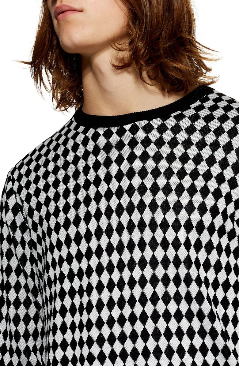 Topman Mini Diamond Crewneck Sweater, Alternate, color,