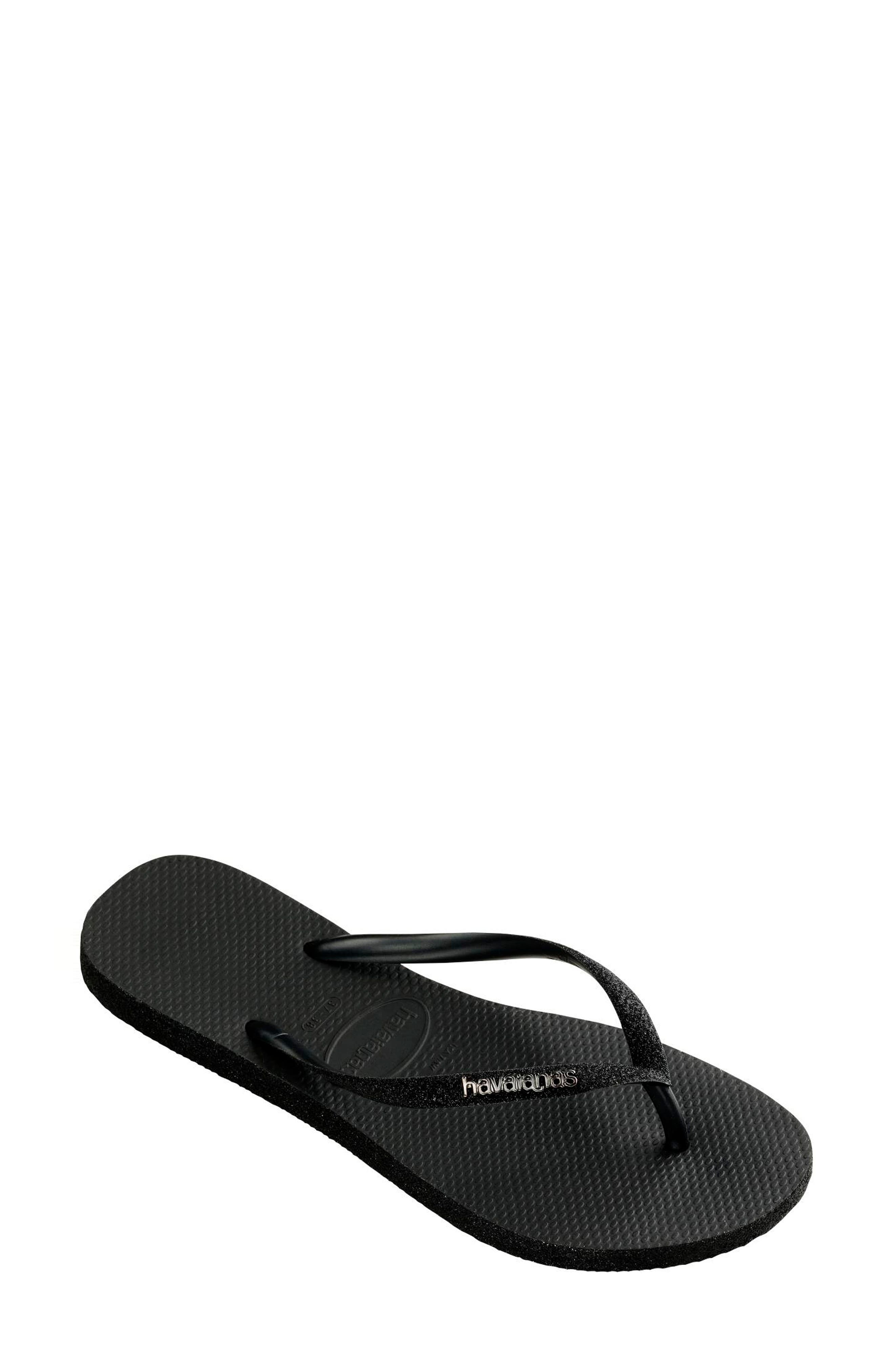 Havaianas Havianas Slim Sparkle Flip Flop in Black at Nordstrom, Size 11