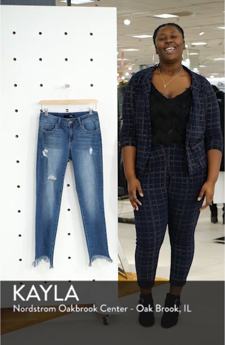 Ripped Shark-Bite Hem Skinny Jeans, sales video thumbnail