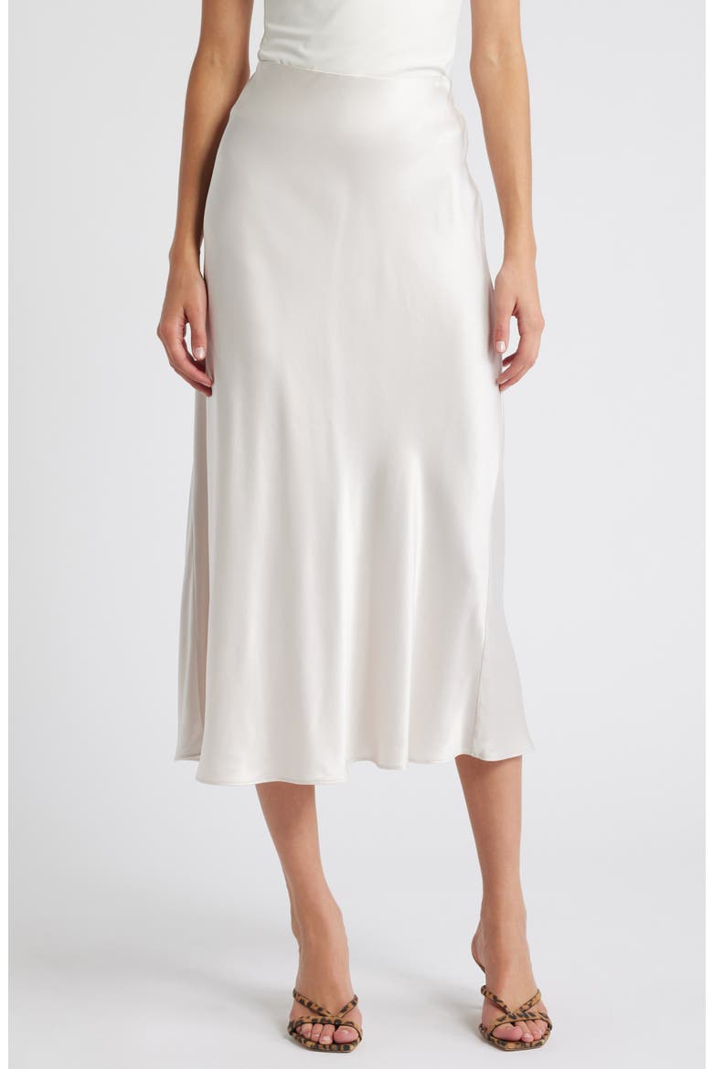 Anya Satin Midi Skirt, Main, color, IVORY