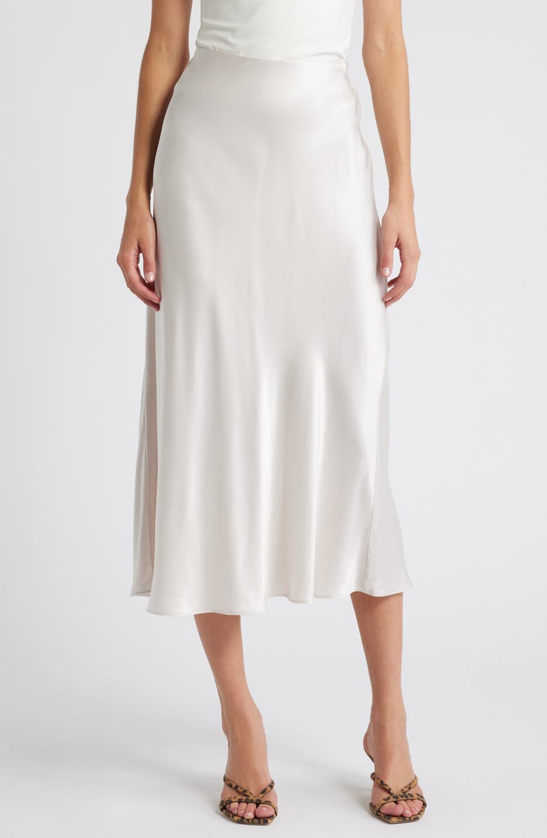 Rails Anya Satin Midi Skirt, Main, color, Ivory