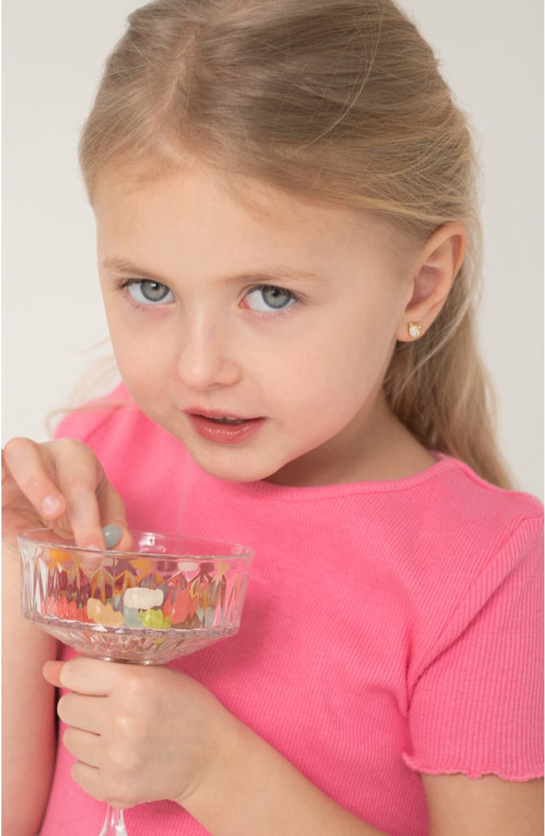 In Season Jewelry 14k Mother of Pearl Kitty Earrings, Alternate, color, Gold