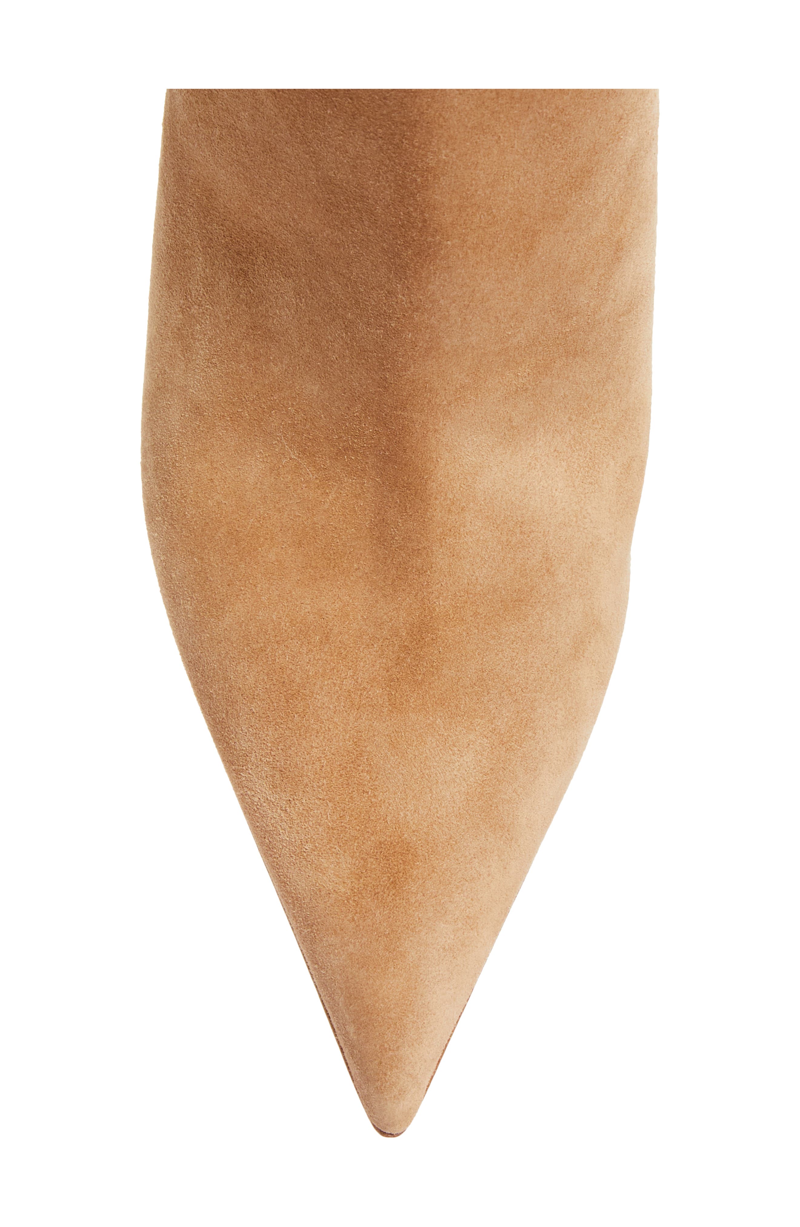 Christian Louboutin Apostropha Pointed Toe Suede Bootie, Alternate, color, Lionne