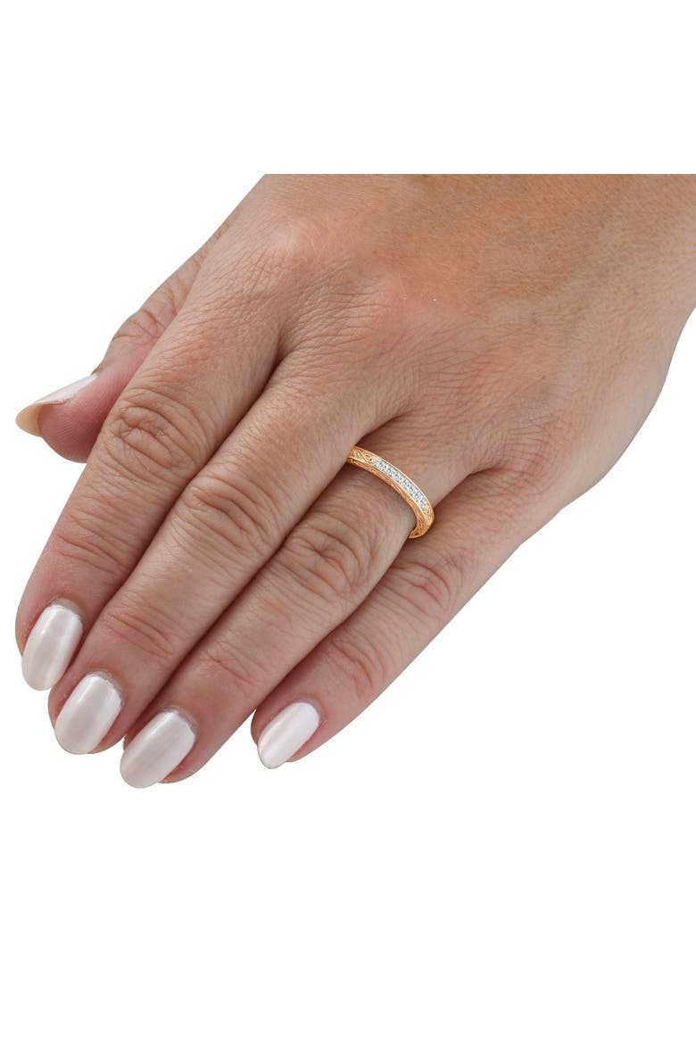 Stackable Diamond Wedding Ring Scroll Pattern Band 14k Gold Lab Grown, Alternate, color, 14k Yellow Gold