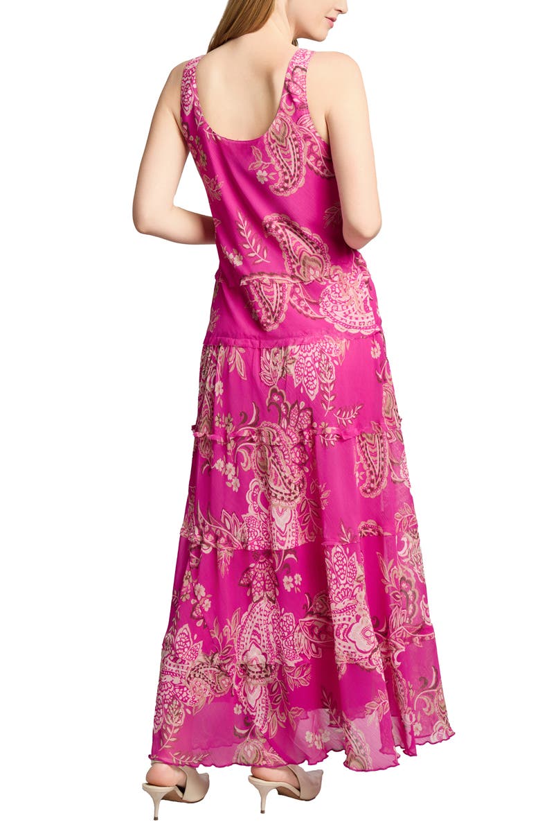 Jones New York Paisley Print Sleeveless Chiffon Maxi Dress, Alternate, color, Bright Orchid Multi