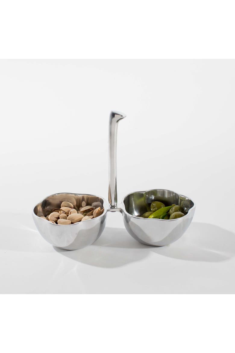 Fiore Double Snack Dish, Main, color, Silver