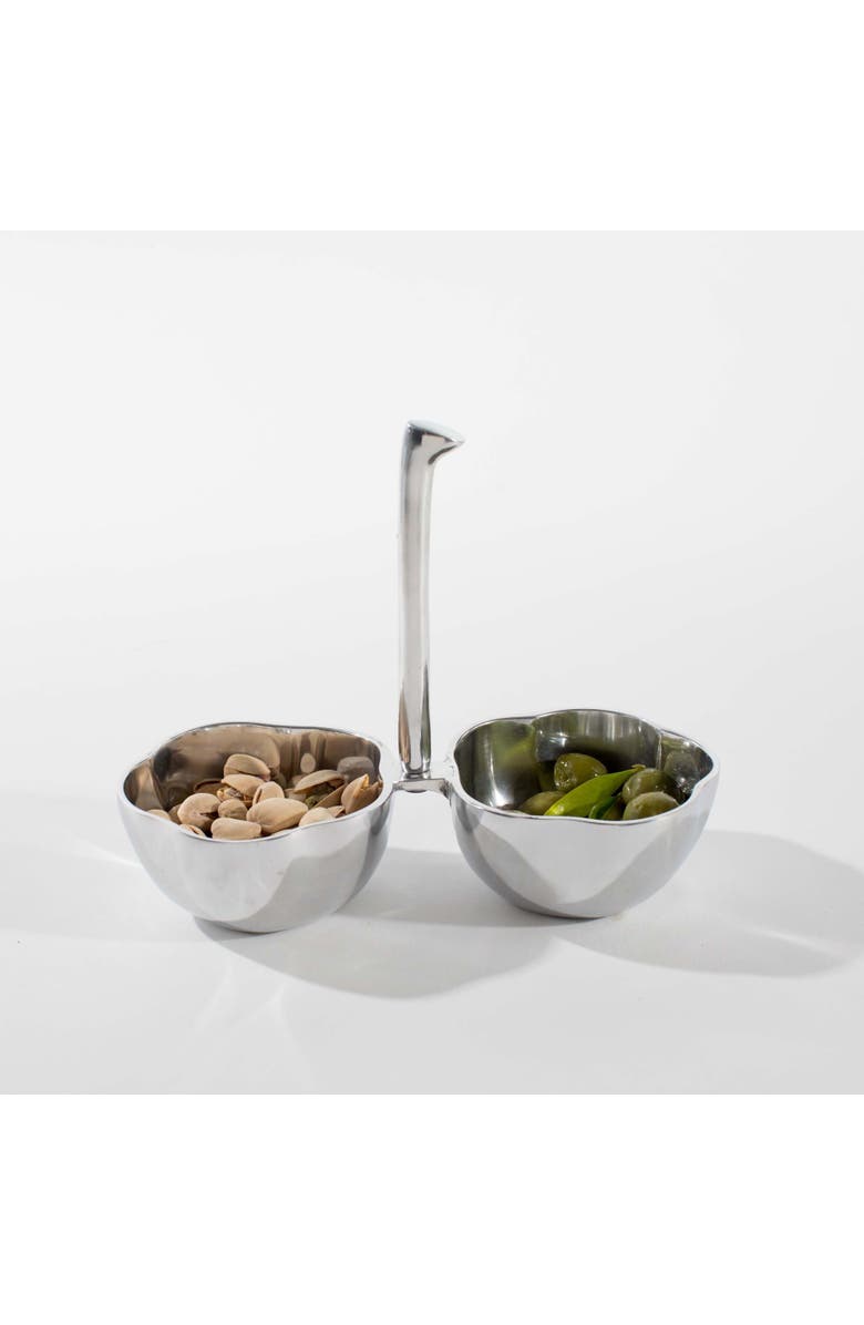 Lunares Fiore Double Snack Dish, Main, color, Silver