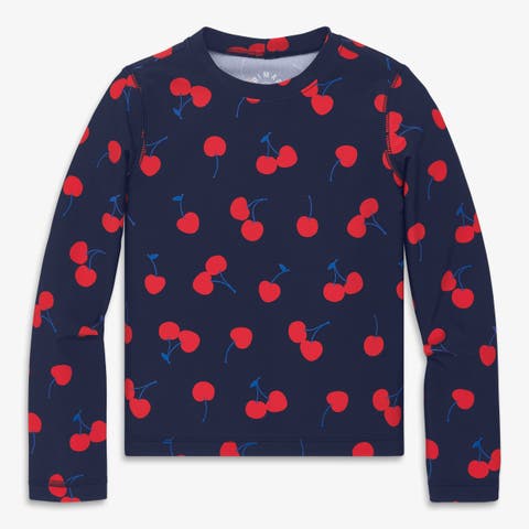Kids Long Sleeve Swim Top In Cherries (Toddler, Little Kid, Big Kid)
