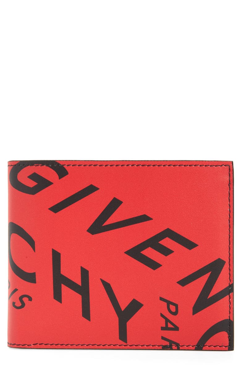 Givenchy Logo Leather Bifold Wallet, Main, color, 