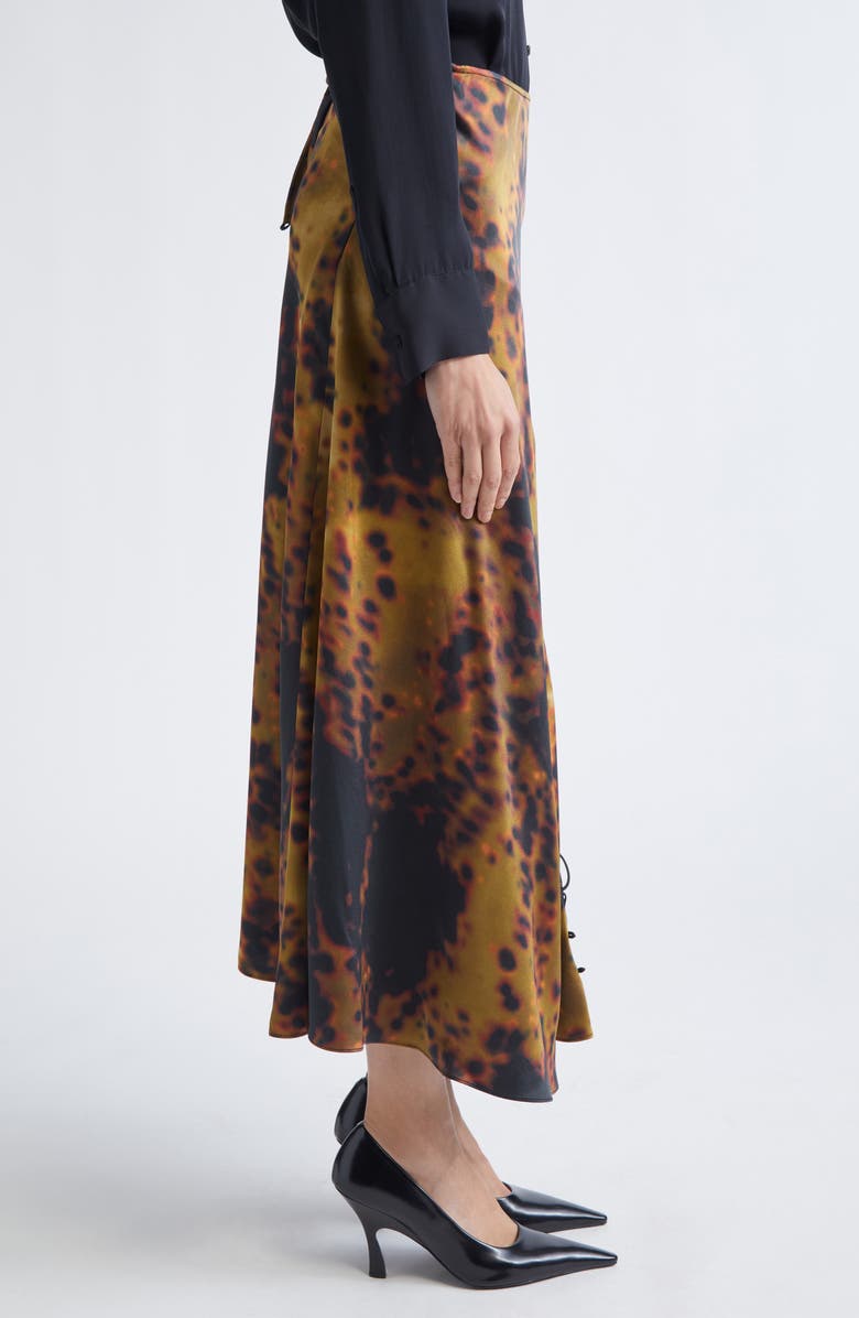 Victoria Beckham Rouleau Detail Satin Midi Skirt, Alternate, color, Olive Brown