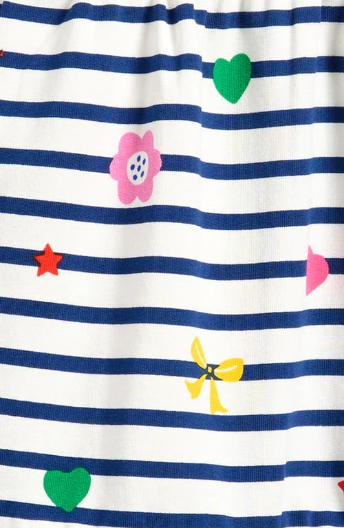 Mini Boden Kids' Stripe Long Sleeve Tiered Sweatshirt Dress In Navy/ivory Stripe