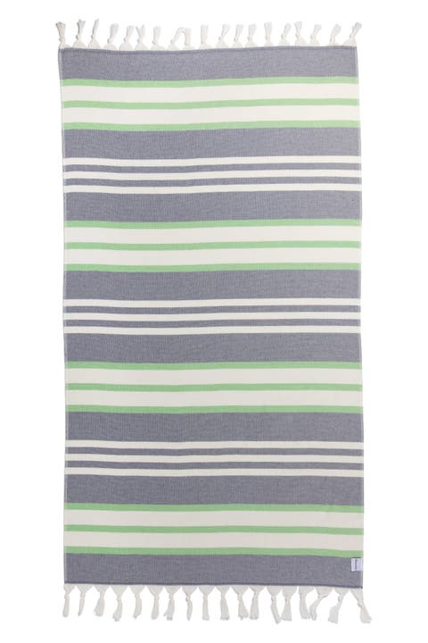 Cove Striped Organic Turkish Towel with Soft Terry Cloth Back