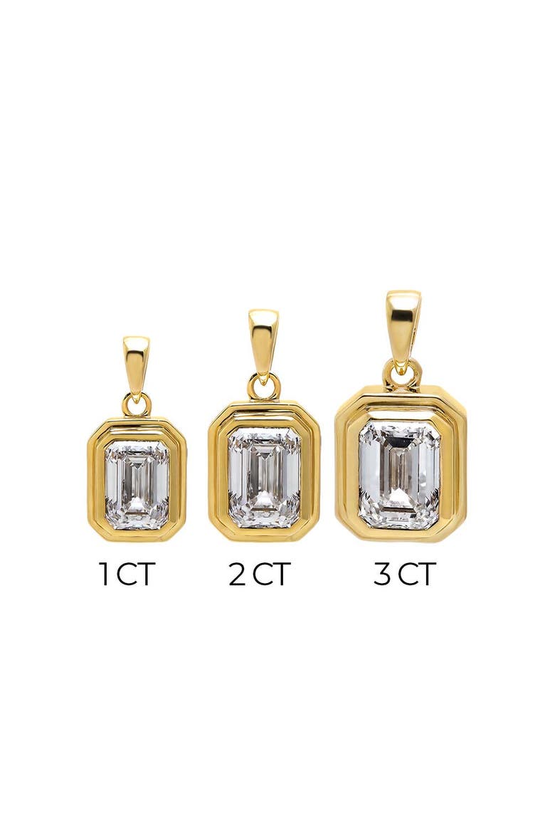 Lab Grown Diamond Emerald Bezel Pendant 14K, Alternate, color, 14K Gold - 1 Carat