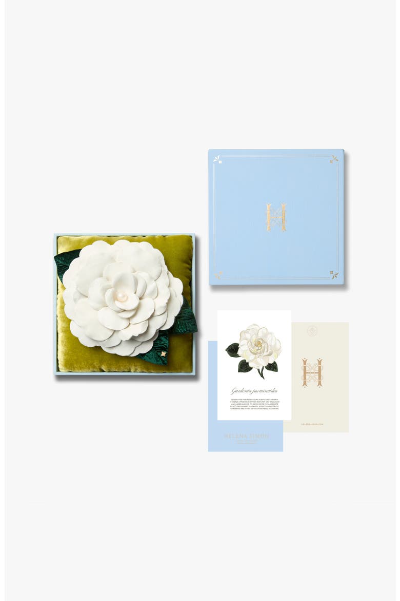 The Large White Gardenia Floral Brooch, Alternate, color, White