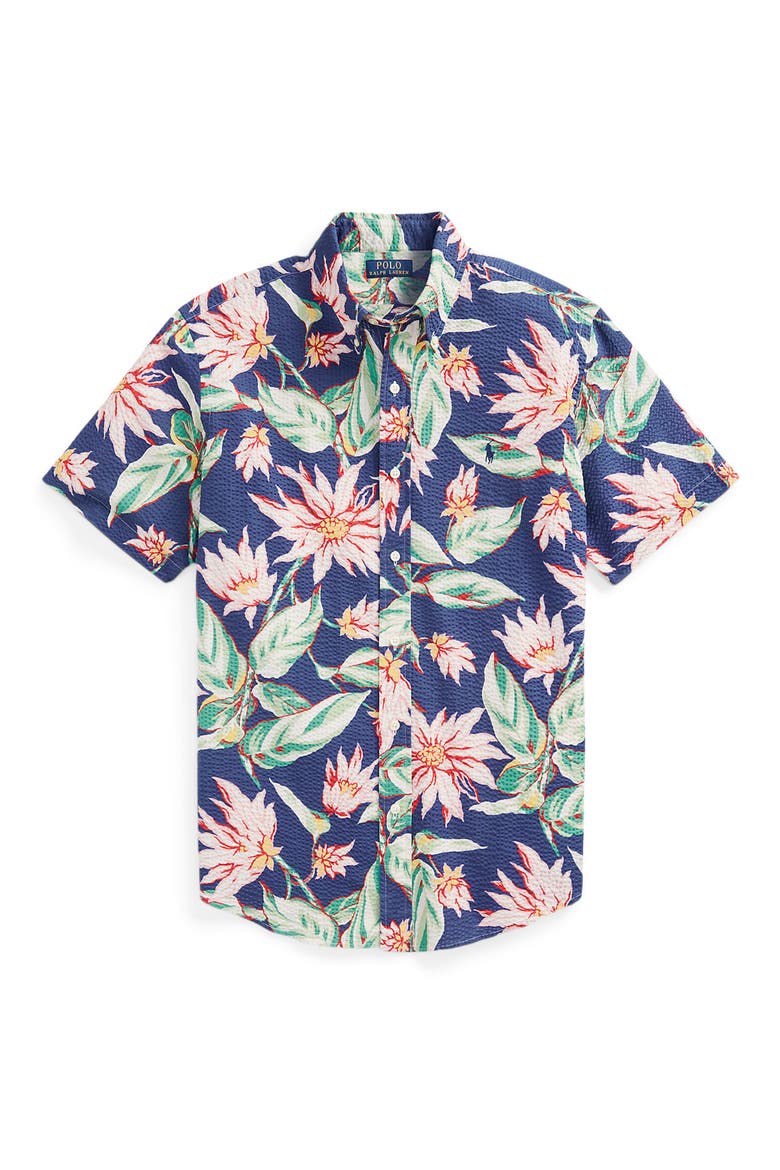 Floral Seersucker Short Sleeve Button-Down Shirt, Alternate, color, BELLEVILLE FLORAL