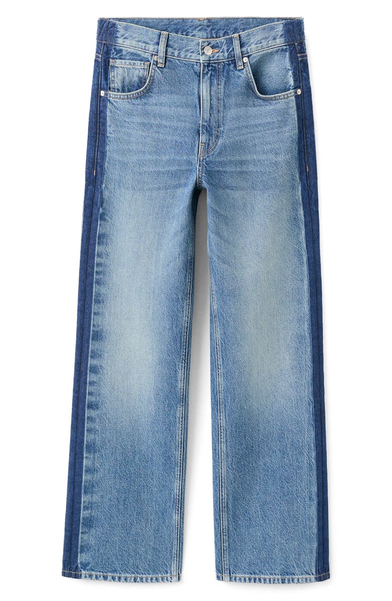 MANGO Side Stripe Low Rise Relaxed Straight Leg Jeans, Alternate, color,