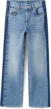 MANGO Side Stripe Low Rise Relaxed Straight Leg Jeans
