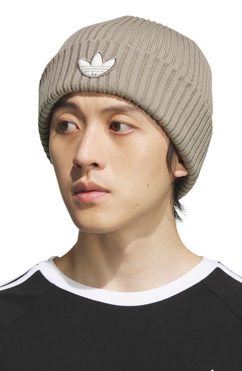 adidas Chenille Beanie, Alternate, color, Silver Pebble Grey/ Off White