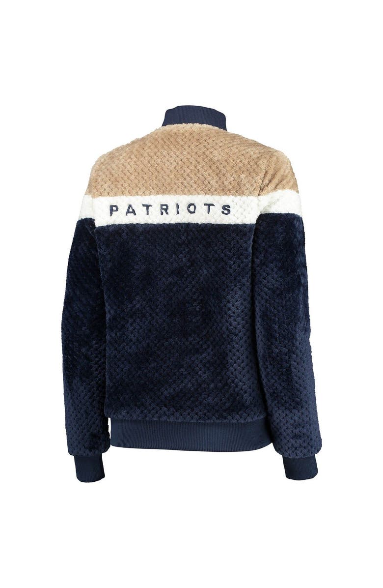 G-III 4HER BY CARL BANKS Women's G-III 4Her by Carl Banks Navy/Cream New England Patriots Riot Squad Sherpa Full-Snap Jacket, Alternate, color, Navy