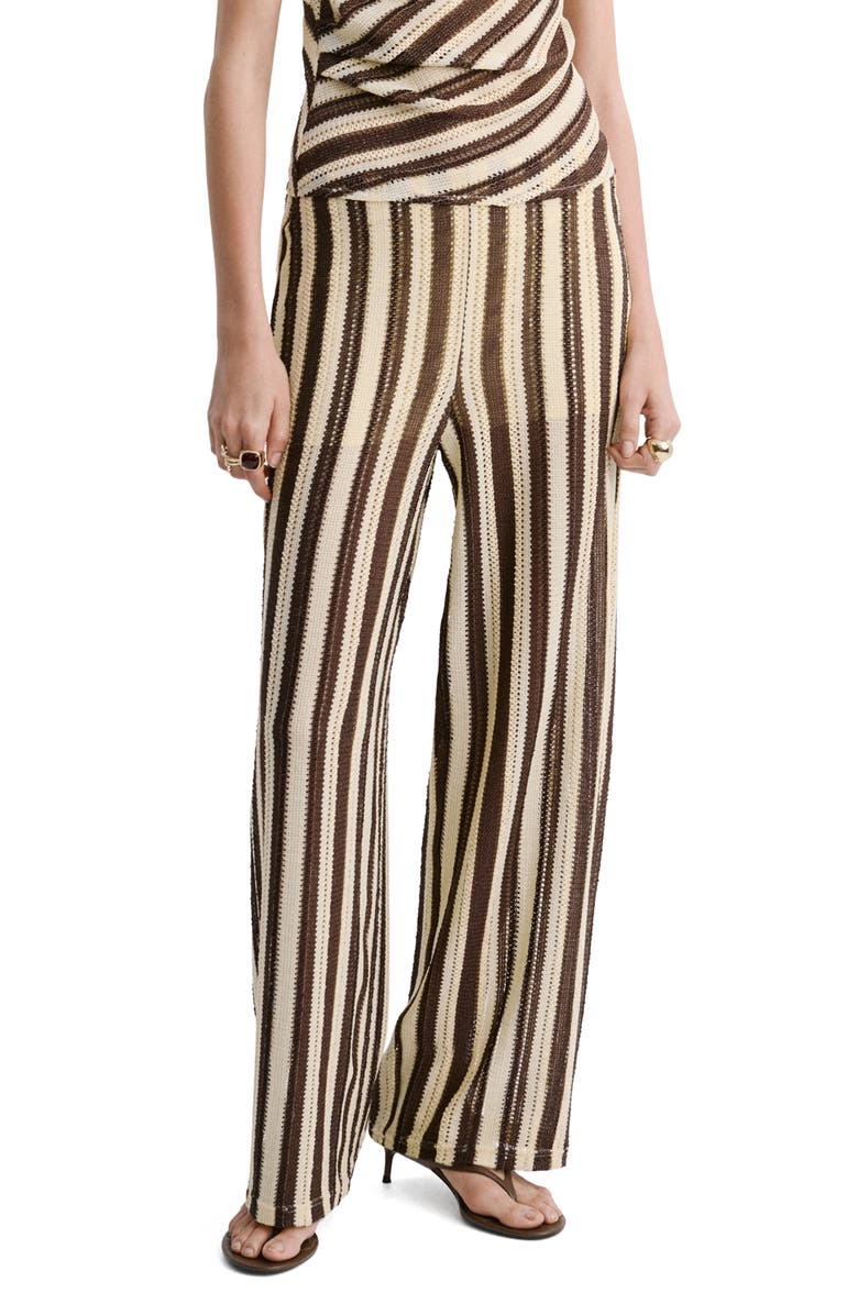 MANGO Stripe Open Stitch Knit Pants, Alternate, color,