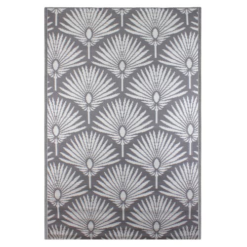 Northlight 4x6ft Fan Leaf Rectangular Outdoor Area Rug In Gray