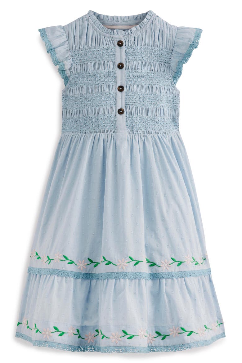 Kids' Embroidered & Smocked Dress, Main, color, MISTY BLUE