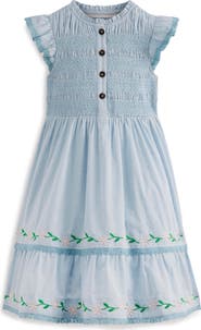 Mini Boden Kids' Embroidered & Smocked Dress
