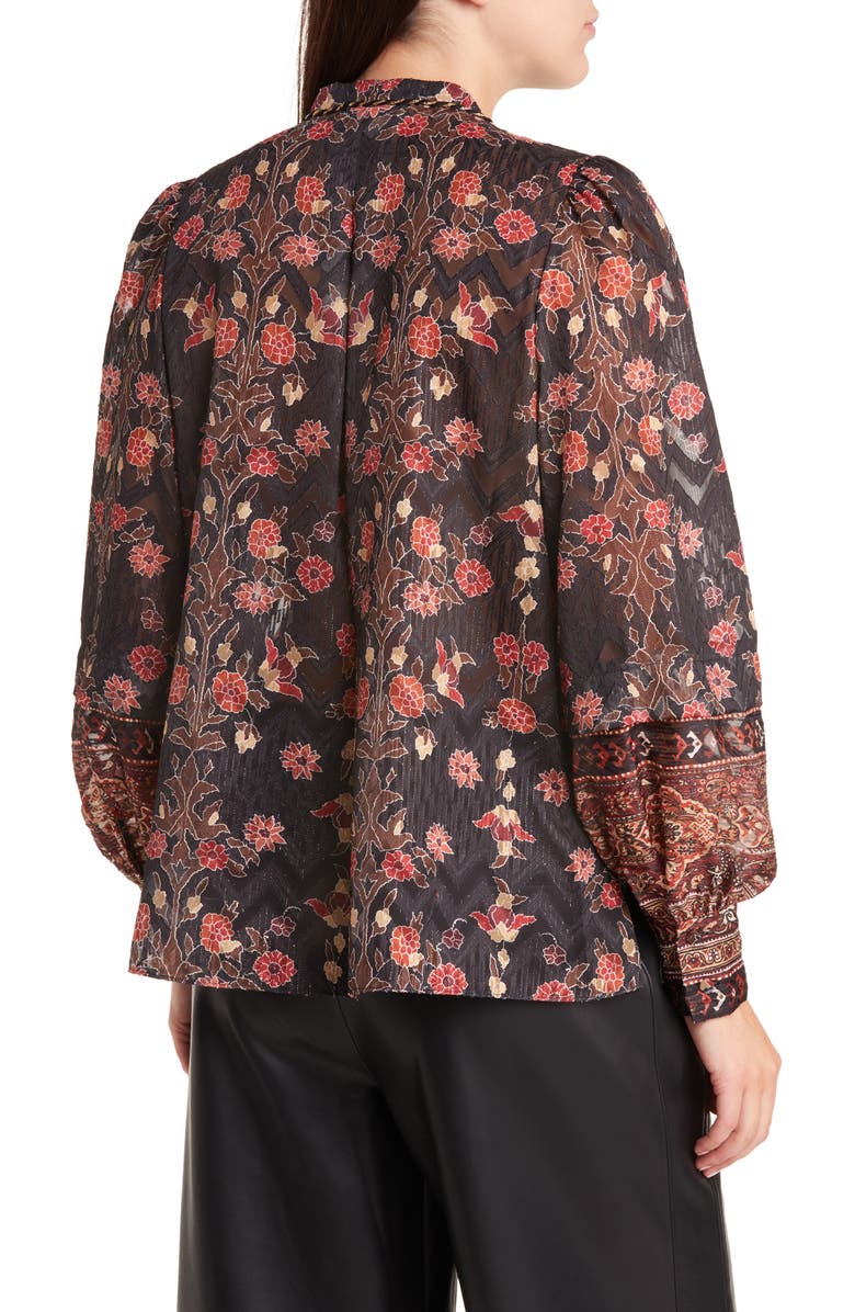 KOBI HALPERIN Laurena Floral Metallic Blouse, Alternate, color,