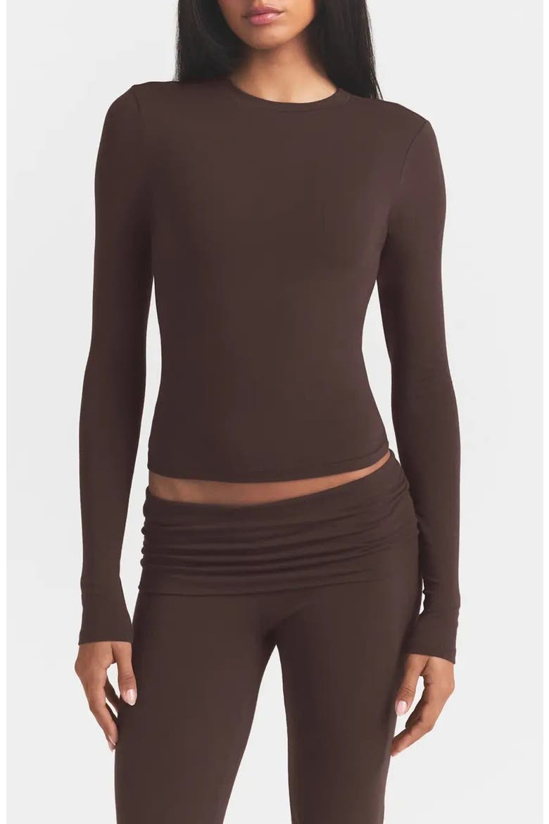 Cotton Jersey Long Sleeve T-Shirt, Main, color, ESPRESSO
