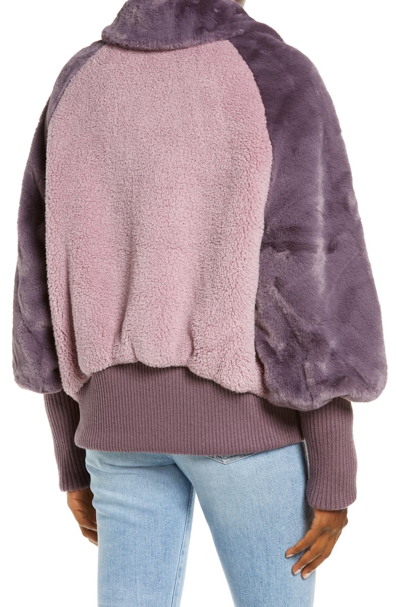 UGG<sup>®</sup> Augusta Faux Fur & Faux Shearling Baseball Jacket, Alternate, color,