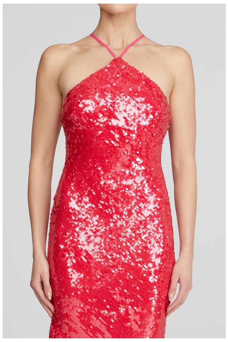 Regine Sequins Gown, Alternate, color, Guava