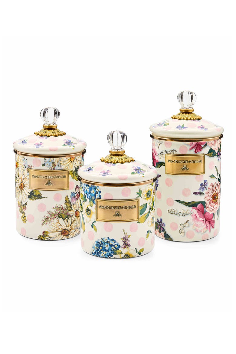 Wildflowers Large Enameled Steel Canister, Alternate, color, PINK
