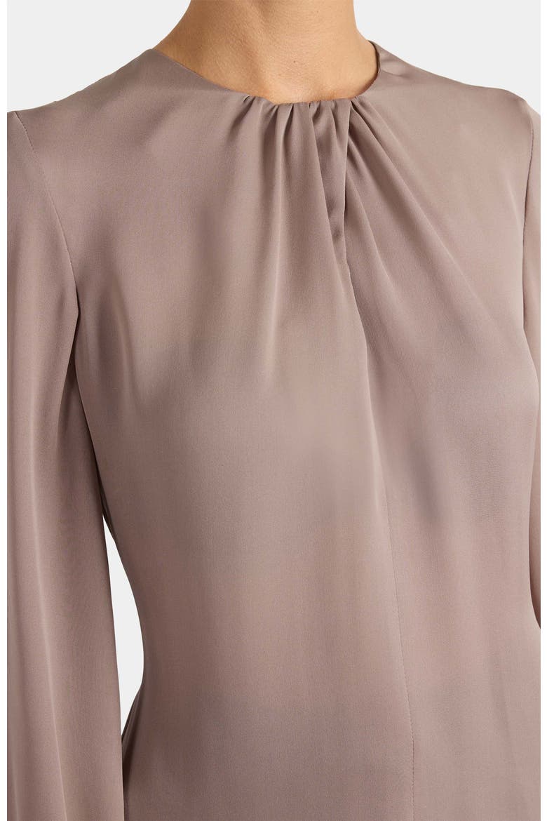 Elena Long Sleeve Twist Neckline Blouse in Silk Charmeuse, Alternate, color, DUSTY MAUVE