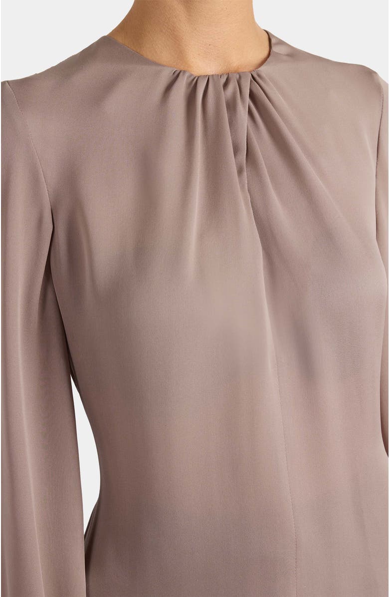 Santorelli Elena Long Sleeve Twist Neckline Blouse in Silk Charmeuse, Alternate, color, Dusty Mauve