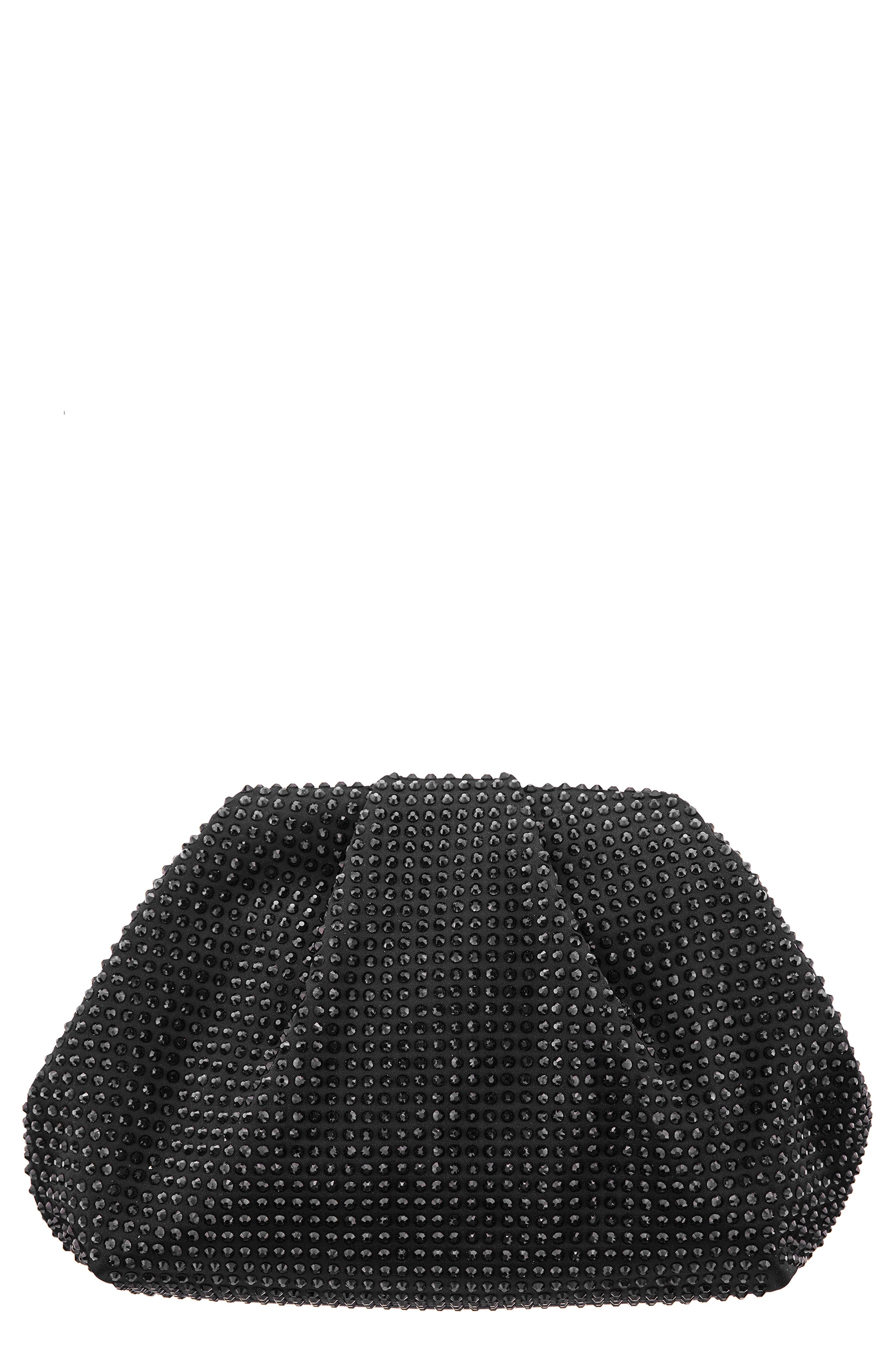 Nina Crystal Frame Satchel, Main, color, Black