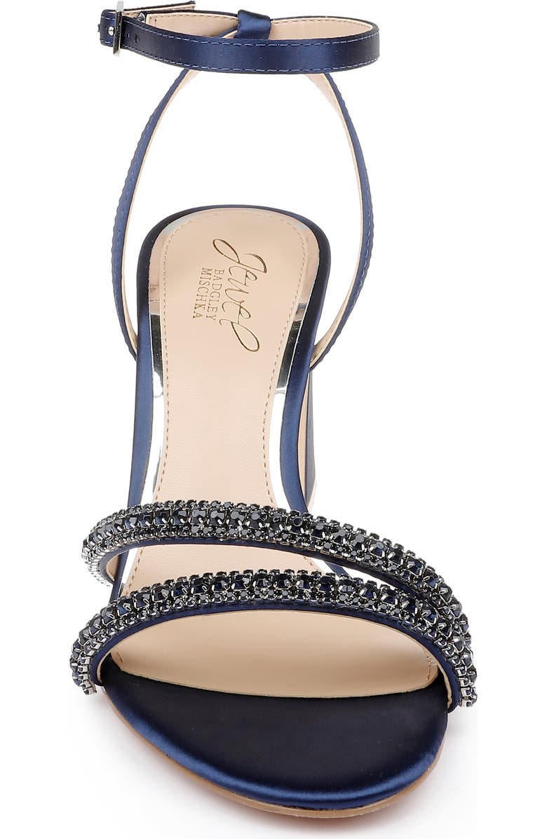 Jewel Badgley Mischka Rosa Ankle Strap Sandal, Alternate, color, Navy Satin