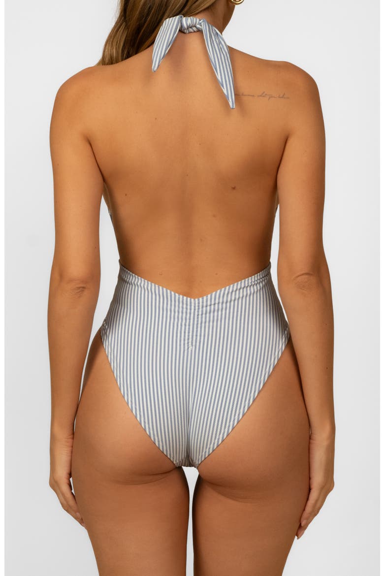 Tropez Tie Waist One-Piece Swimsuit, Alternate, color, CLASSIC BLUE STRIPE