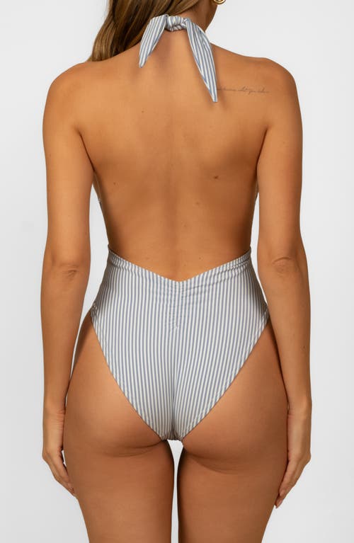 Montce Tropez Tie Waist One-piece Swimsuit In Blue