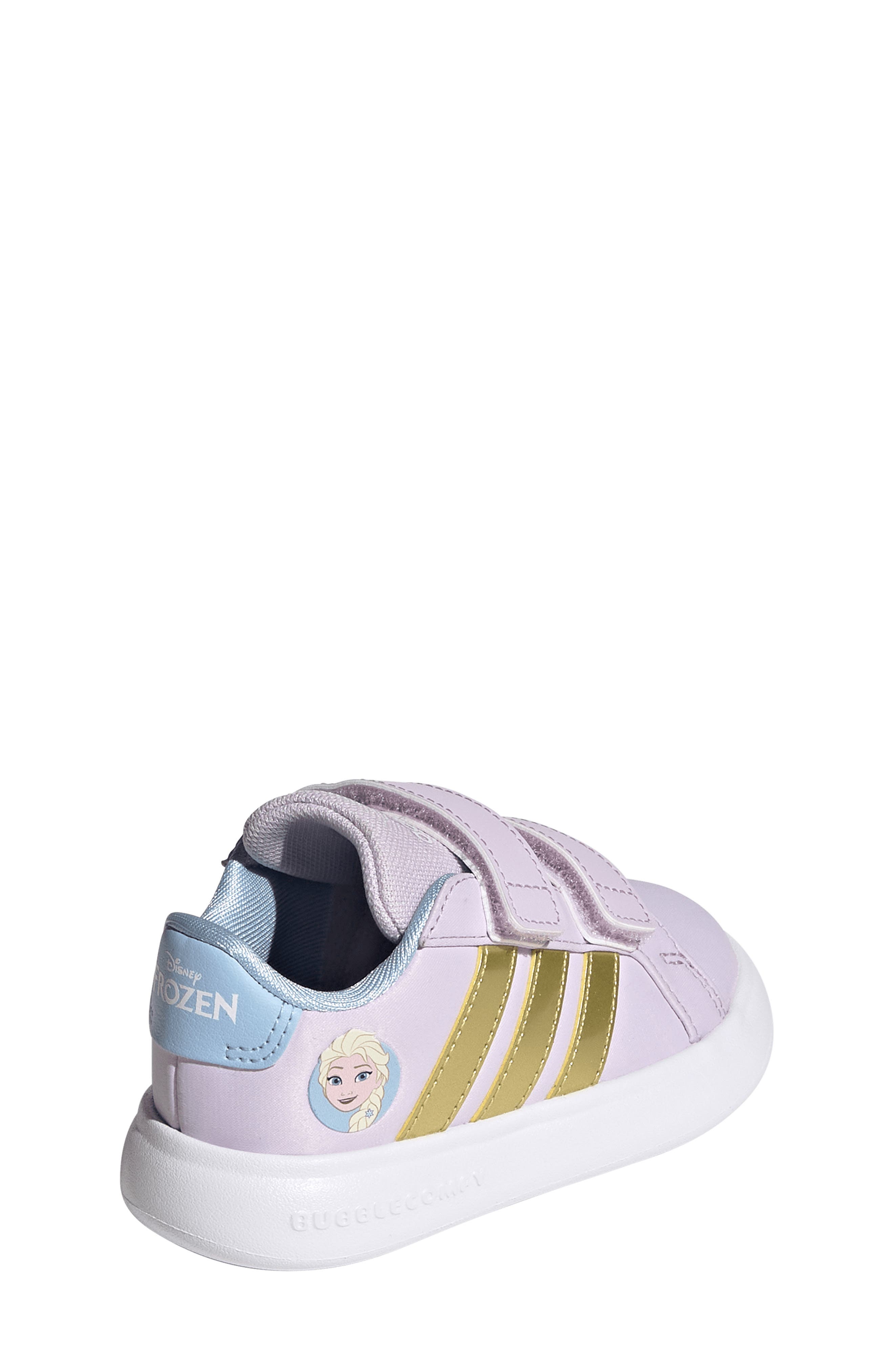 adidas x Disney<sup>®</sup> Kids' Grand Court Elsa Sneaker, Alternate, color, Lavender/ Gold/ Blue