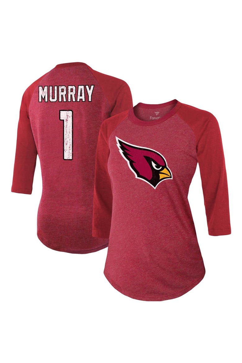 Women's Fanatics Branded Kyler Murray Cardinal Arizona Cardinals Team Player Name & Number Tri-Blend Raglan 3/4-Sleeve T-Shirt, Main, color, Cardinal