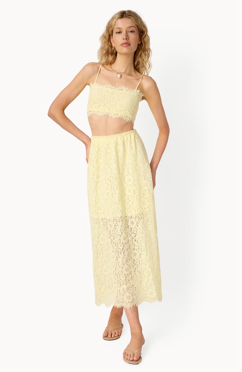 CAMI NYC Effie Lace Midi Skirt, Alternate, color, Buttercup