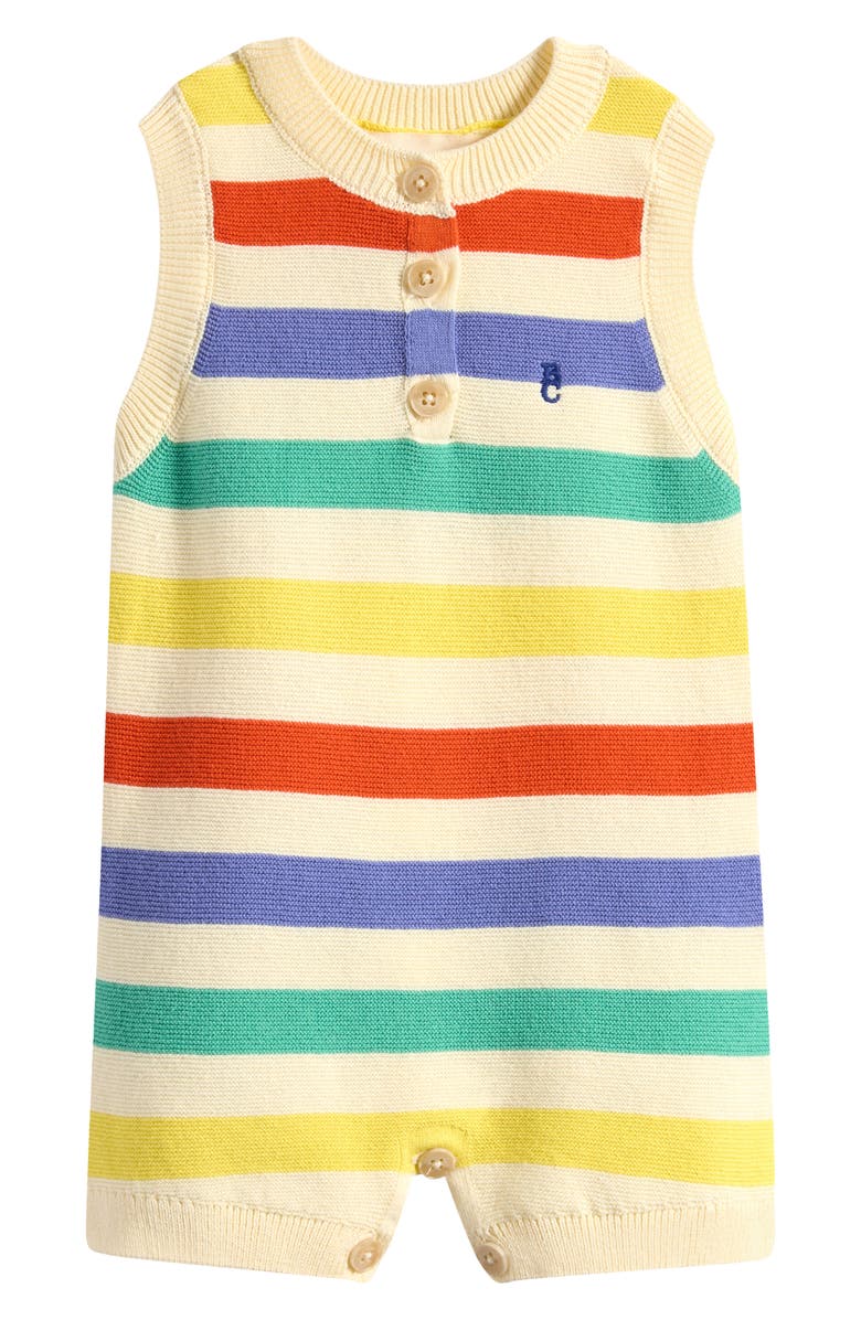 Bobo Choses Stripe Organic Cotton Sweater Romper, Main, color,